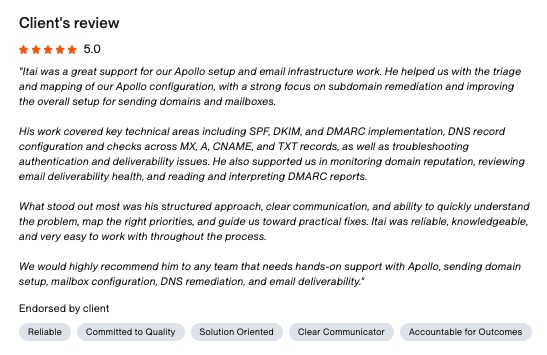 Verified 5-star client review